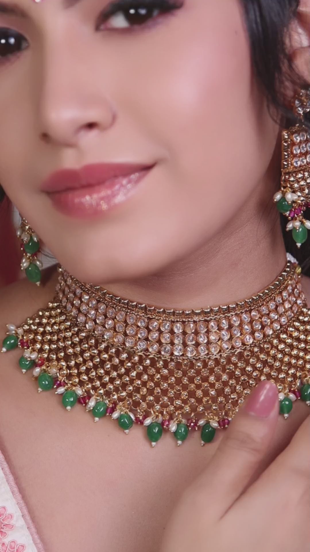 Antique Gold Multicolor Choker Necklace Set