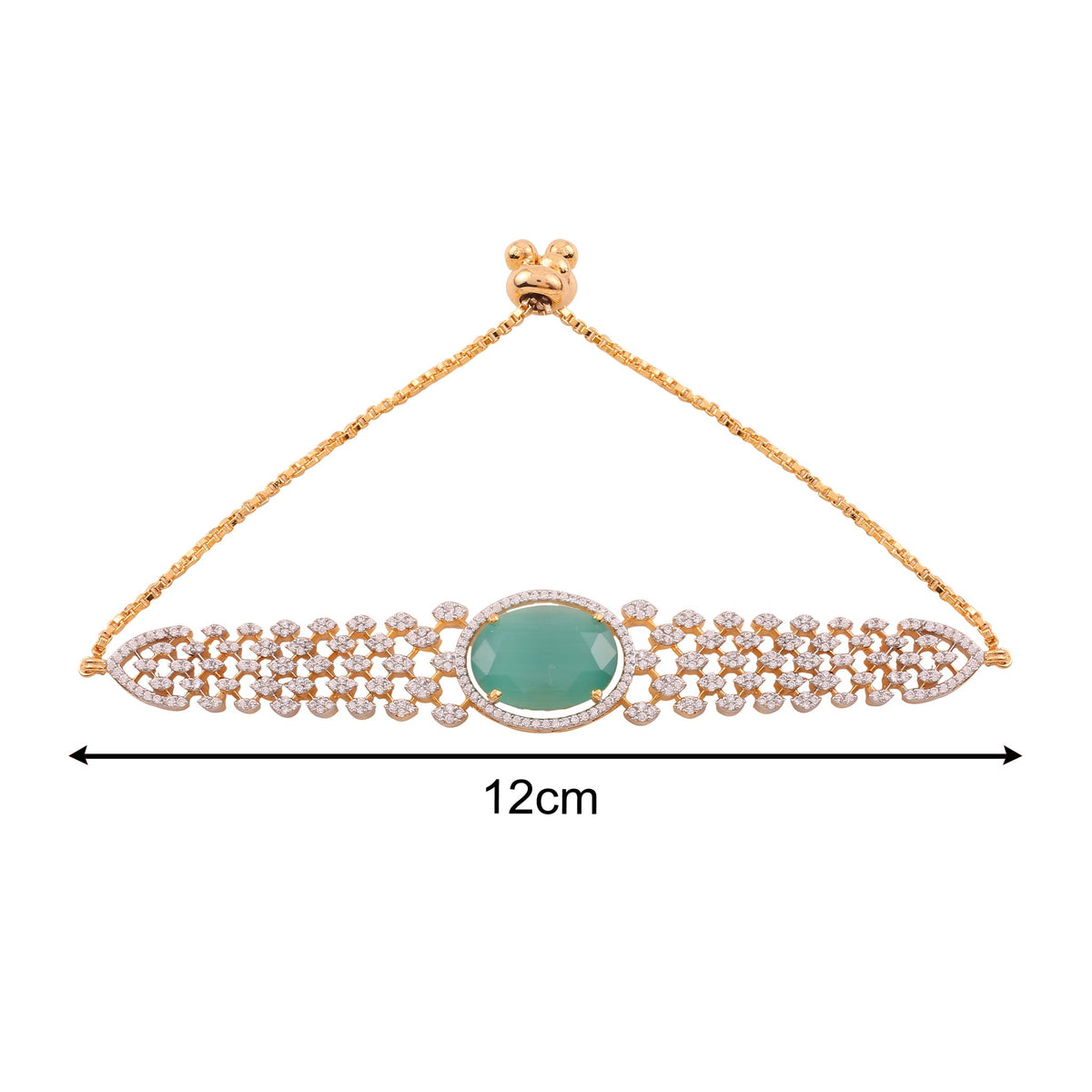 Adjustable Cubic Zirconia Bracelet with Oval Stone - Mint Green