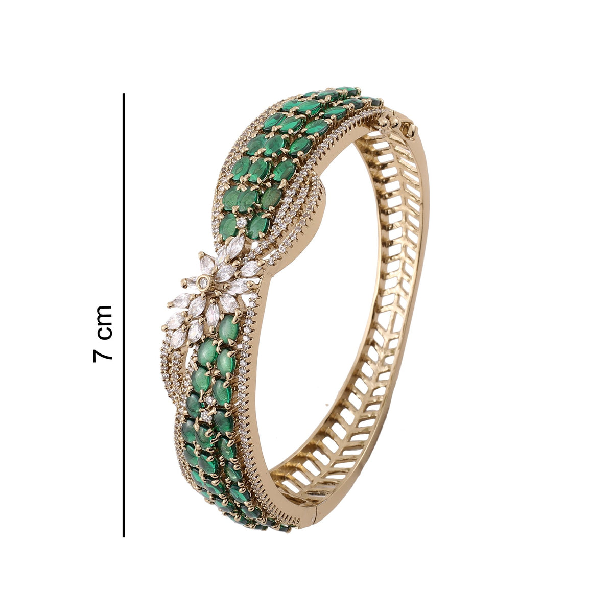 Emerald Green Crossover American Diamond Kada, with dimensions