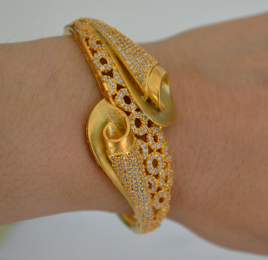 Cz Studded Pave Diamond Style Openable Bracelet Bracelets