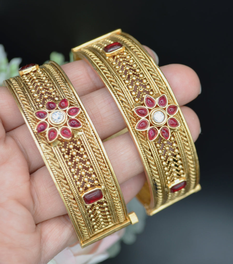Openable Kundan Kadas - Pair Bracelets