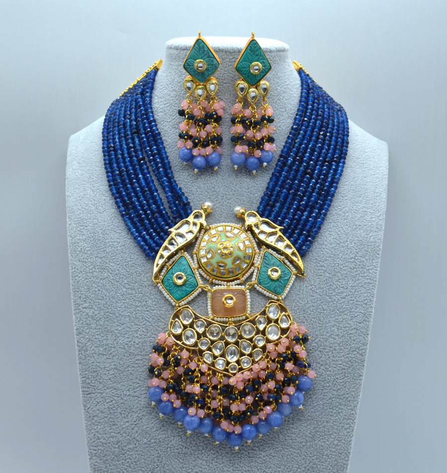 Komal Tyaani Inspired Layers Necklace Set Royal Blue Necklaces