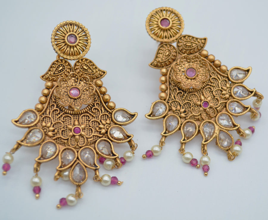 Traditional Kemp Stone Earrings - Temple Inspired