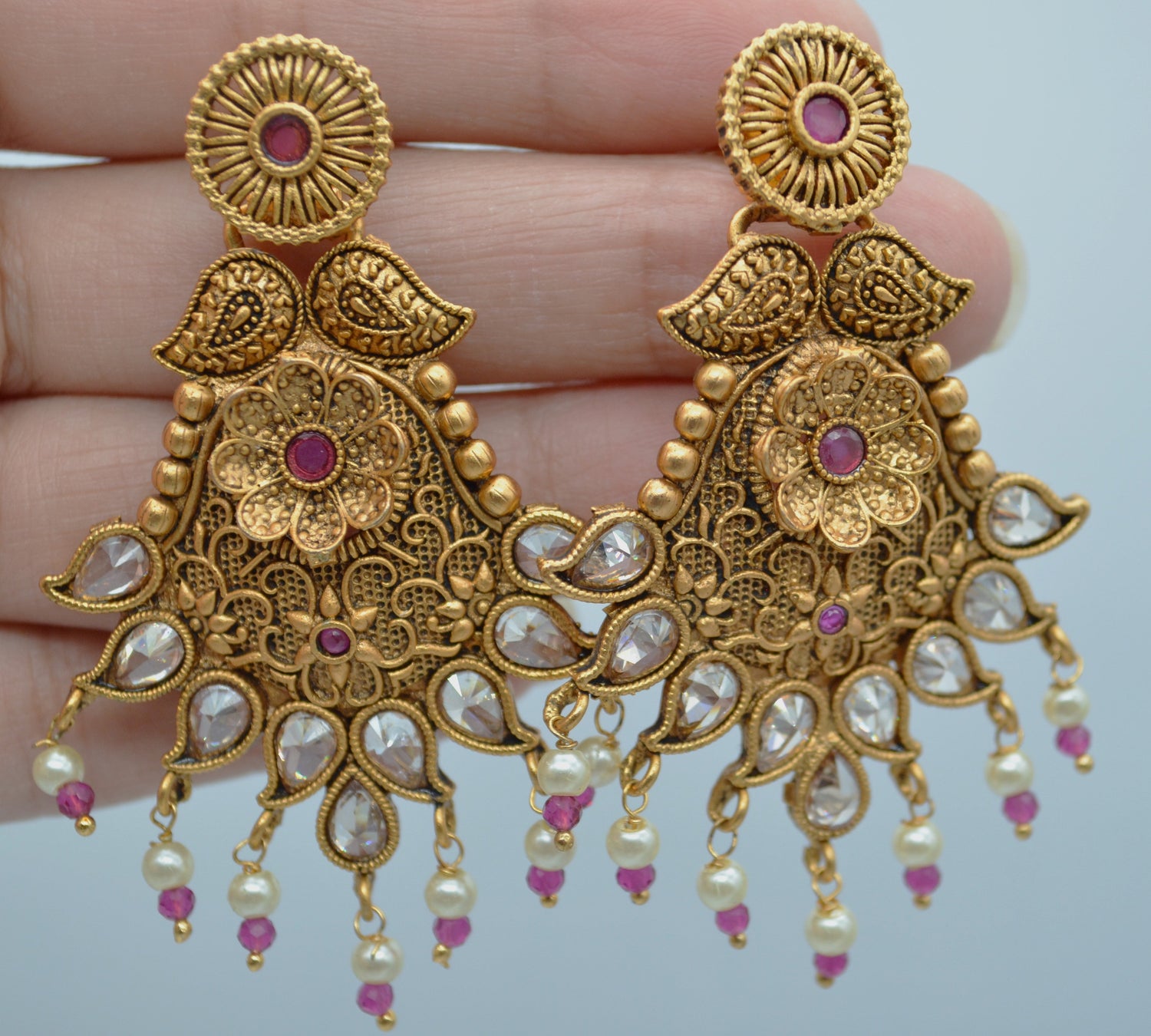 Traditional Kemp Stone Earrings - Temple Inspired