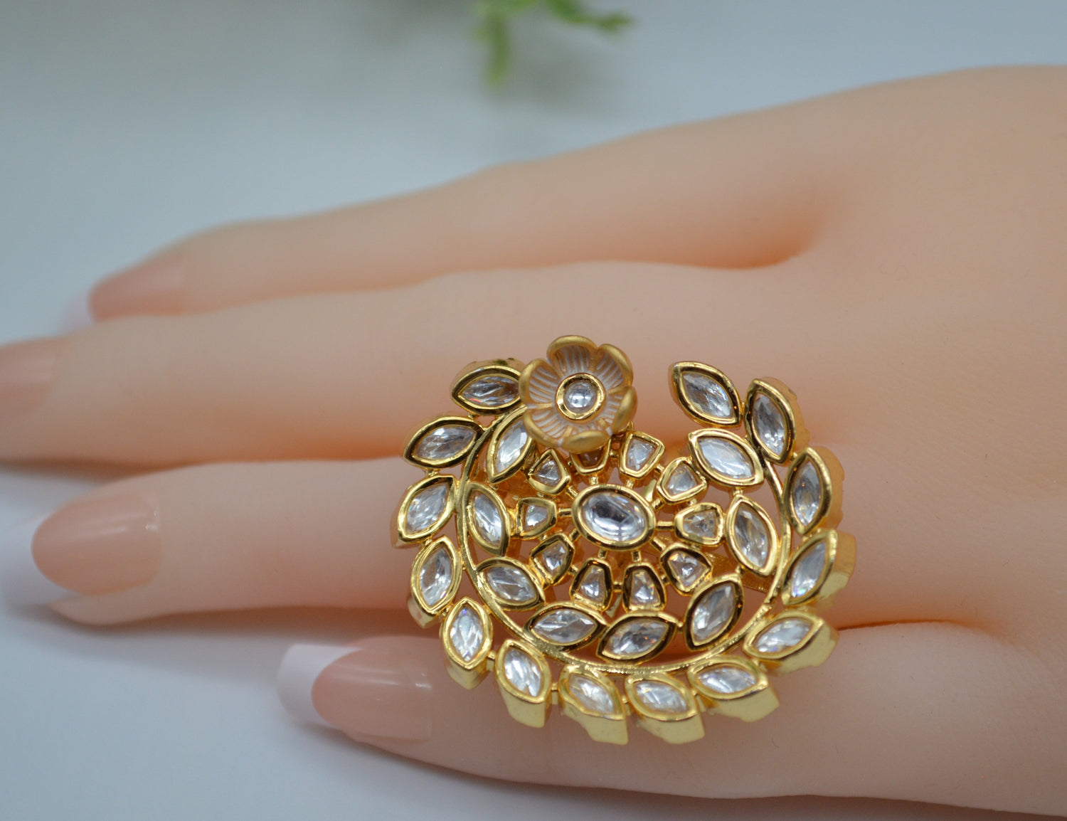 Tyaani Inspired Kundan Adjustable Ring Rings