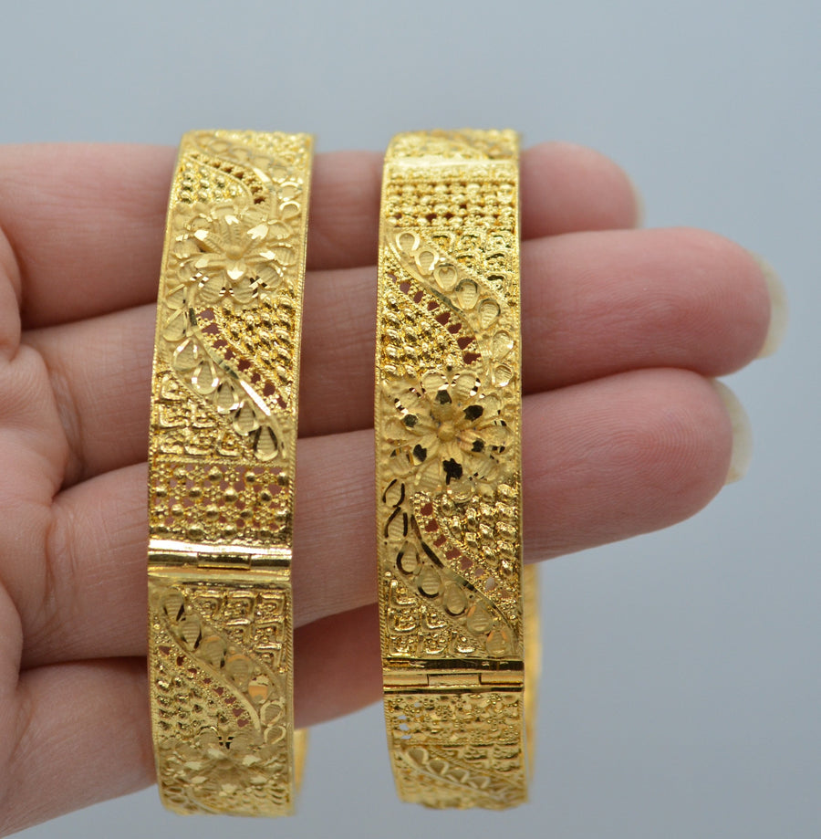 Traditional 1 Gram Gold Plated Openable Kada Set Bangles