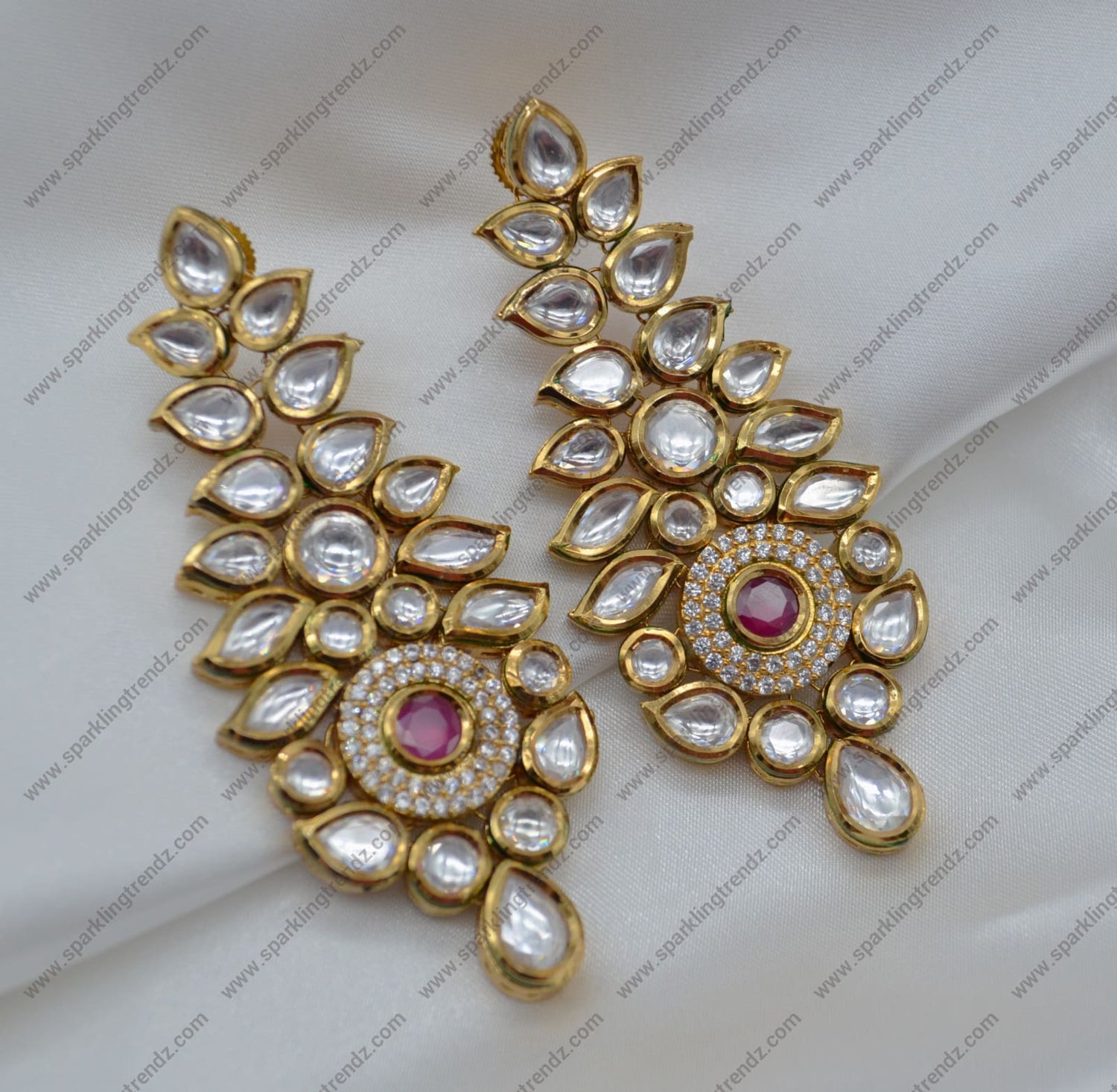 Aaina Statement Uncut Kundan Earrings