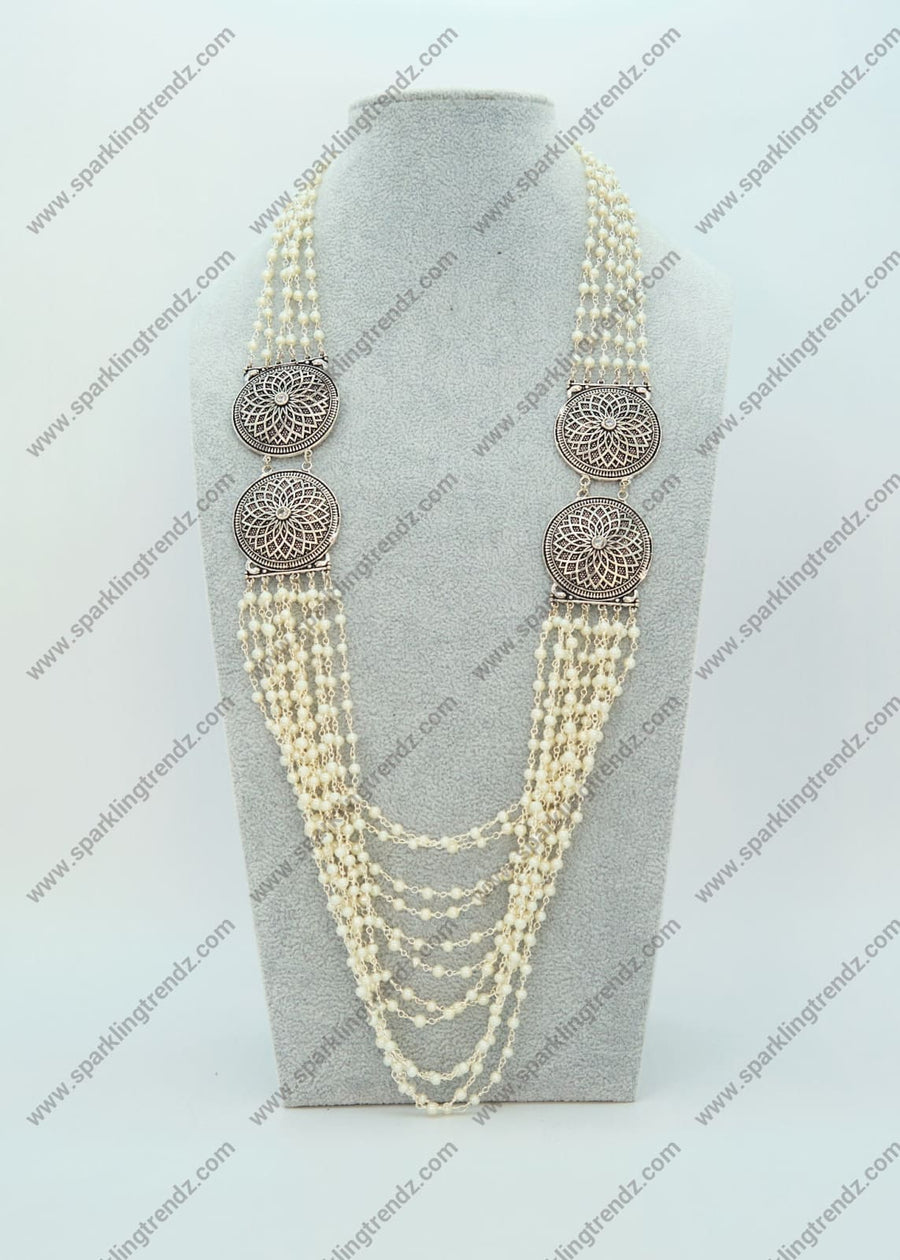 Fusion German Silver Pearl Necklace Necklaces