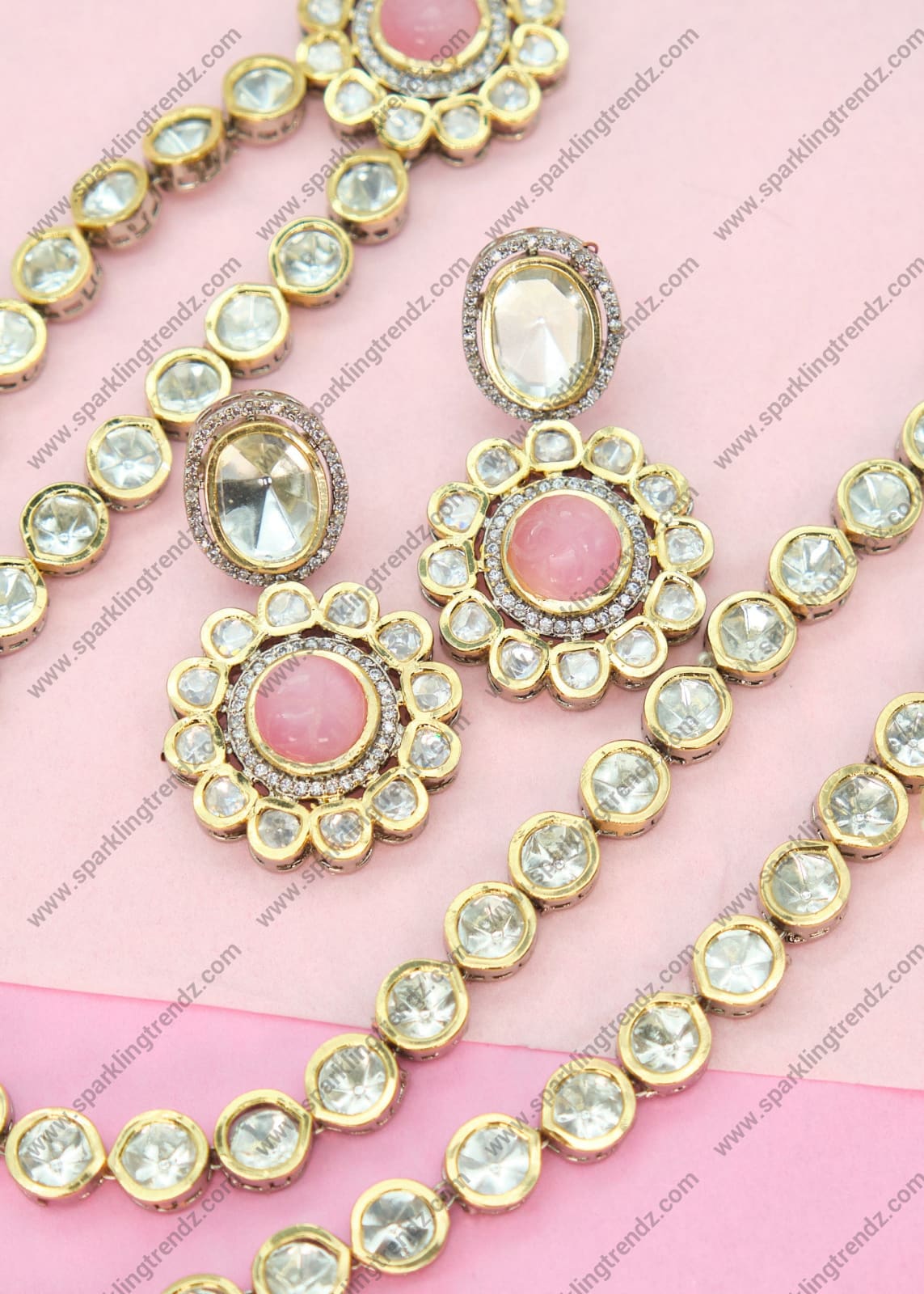 Royal Long Uncut Polki Dual-Tone Necklace Set Necklaces