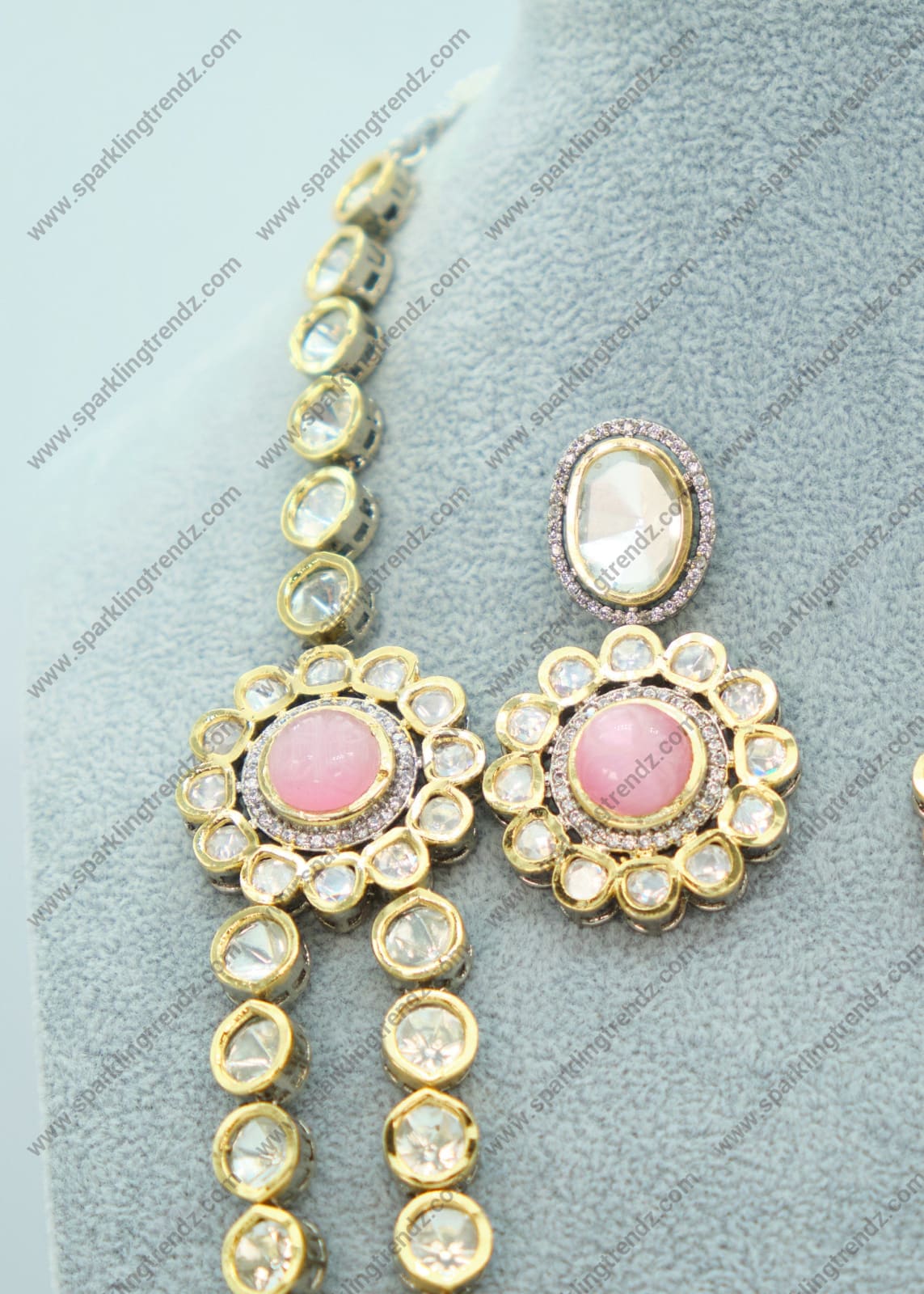 Royal Long Uncut Polki Dual-Tone Necklace Set Necklaces