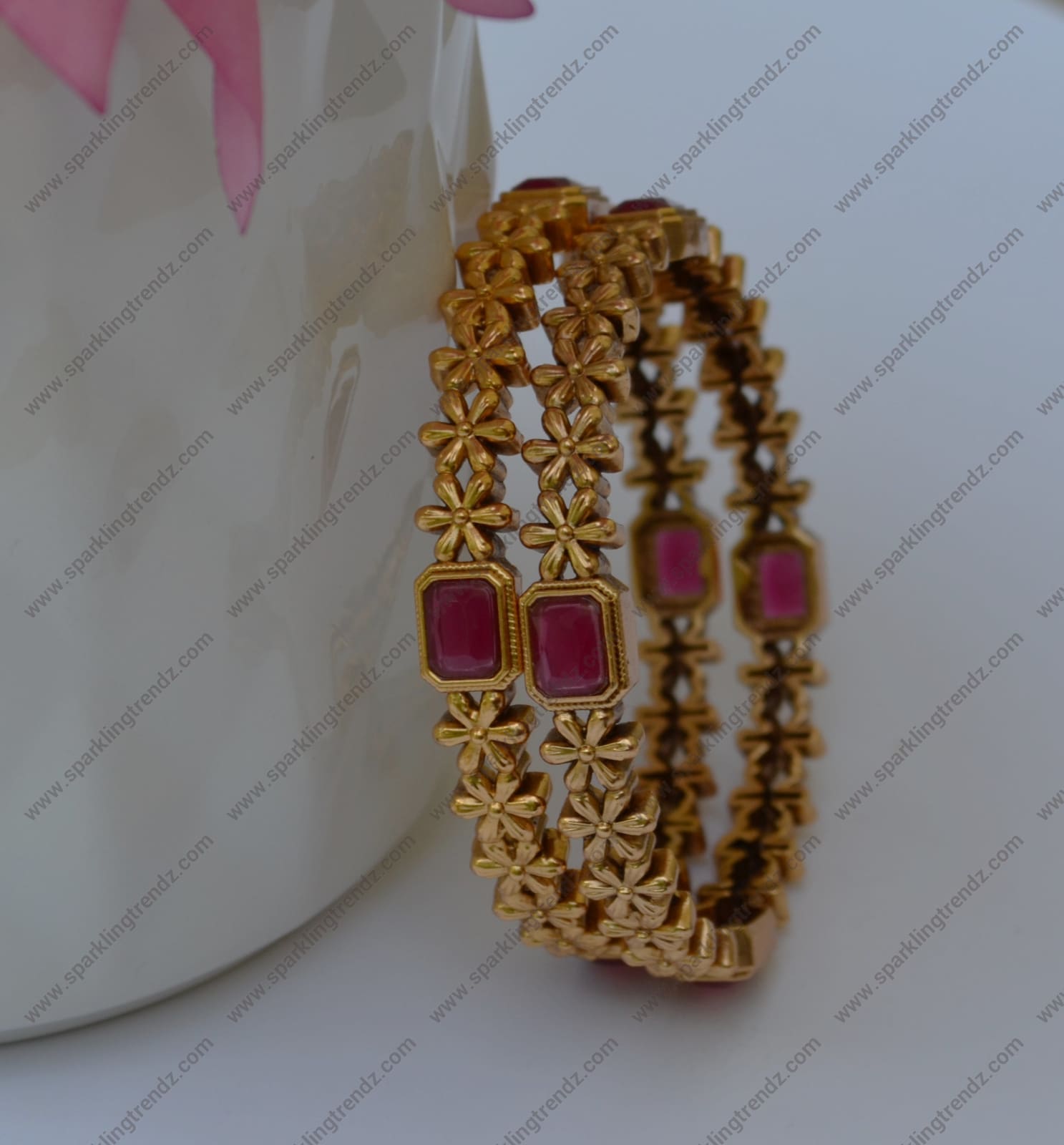 Traditional Statement Bangles Maroon / 2.4 Inches Bracelets