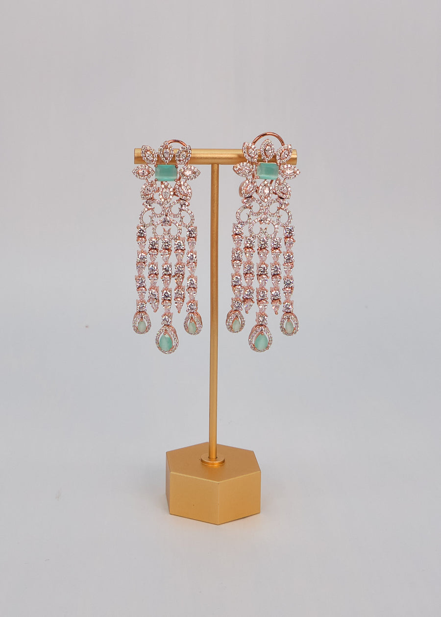 Rose Gold CZ Danglers Earrings