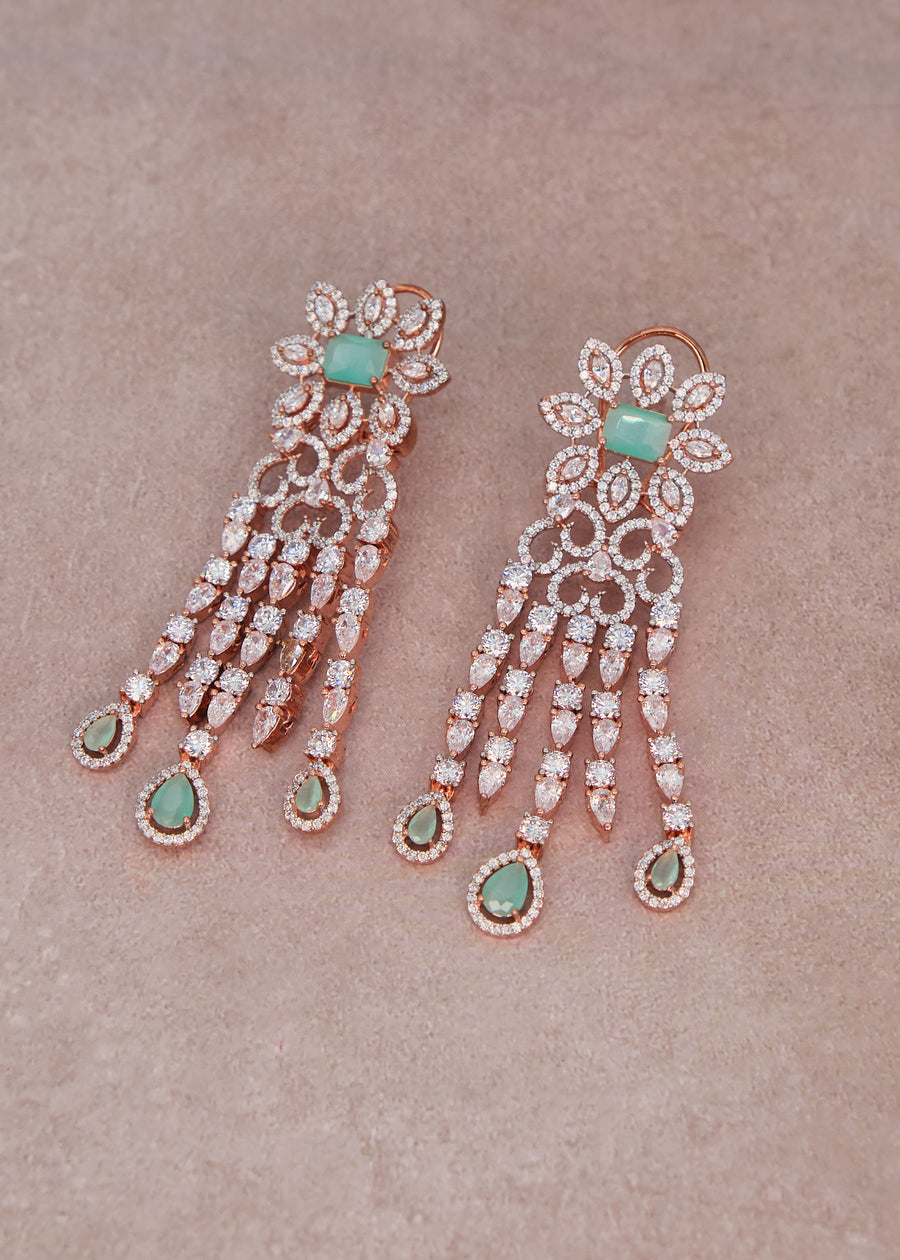 Rose Gold CZ Danglers Earrings