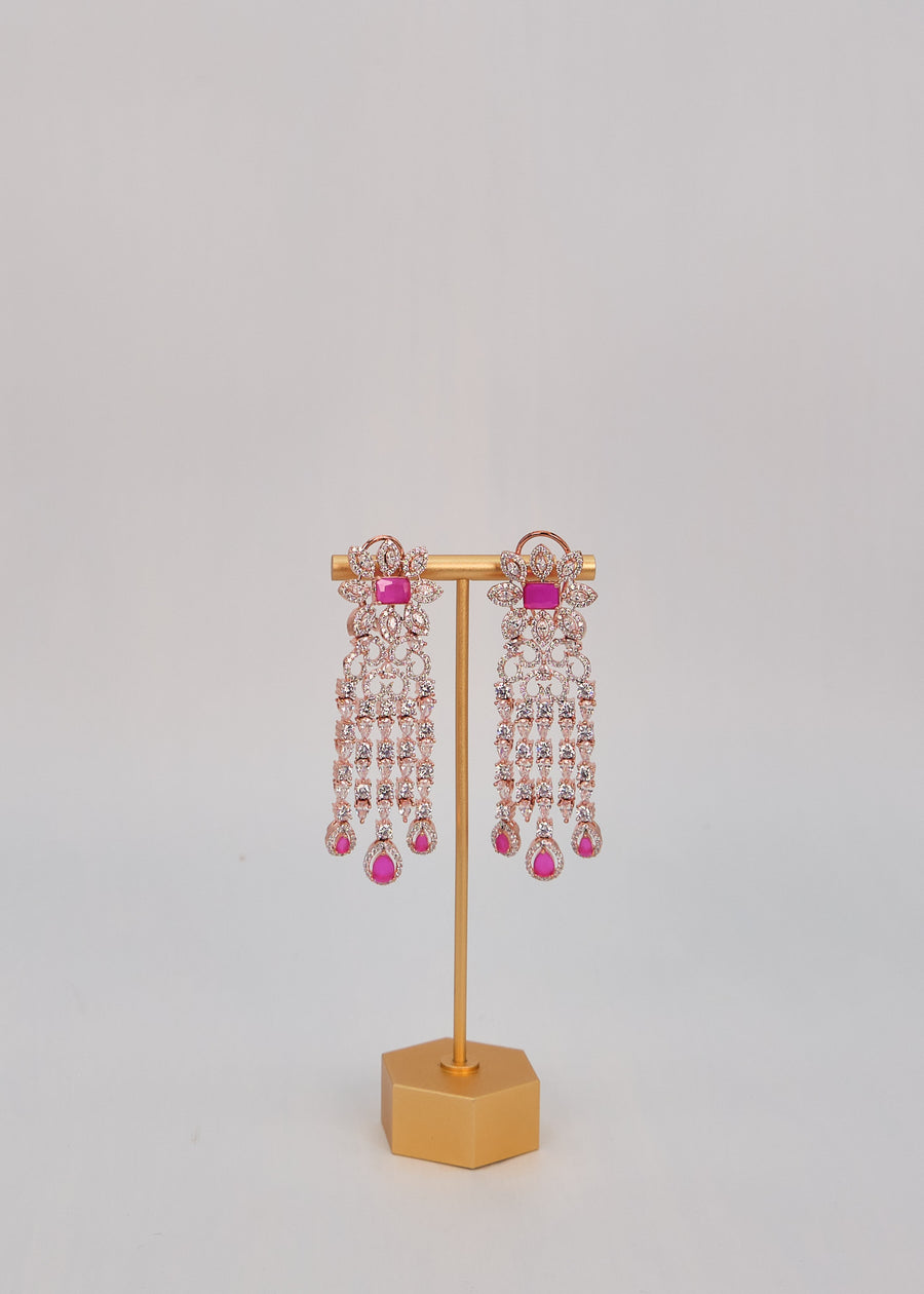 Rose Gold CZ Danglers Earrings