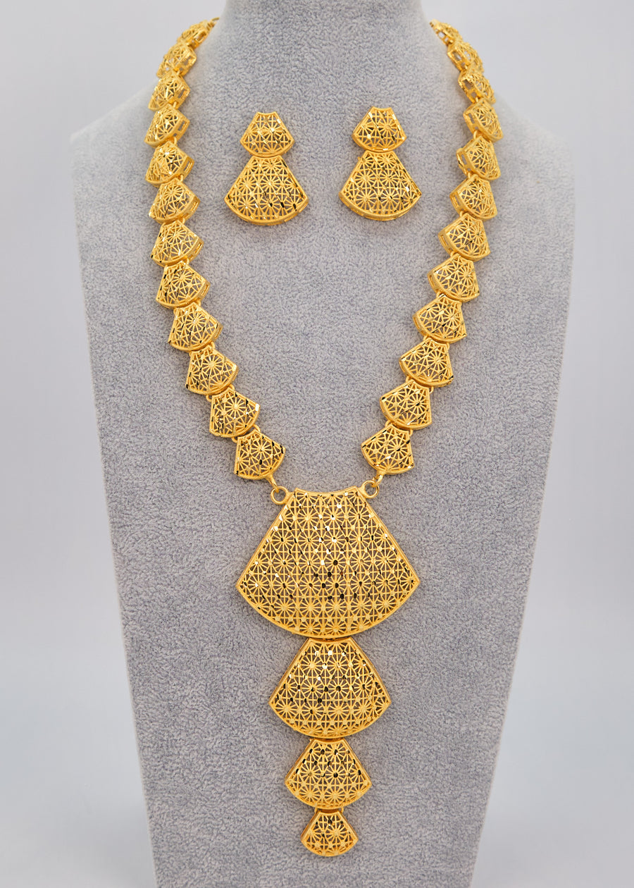 Arabi Style Long 1 Gram Gold Plated Necklace Set