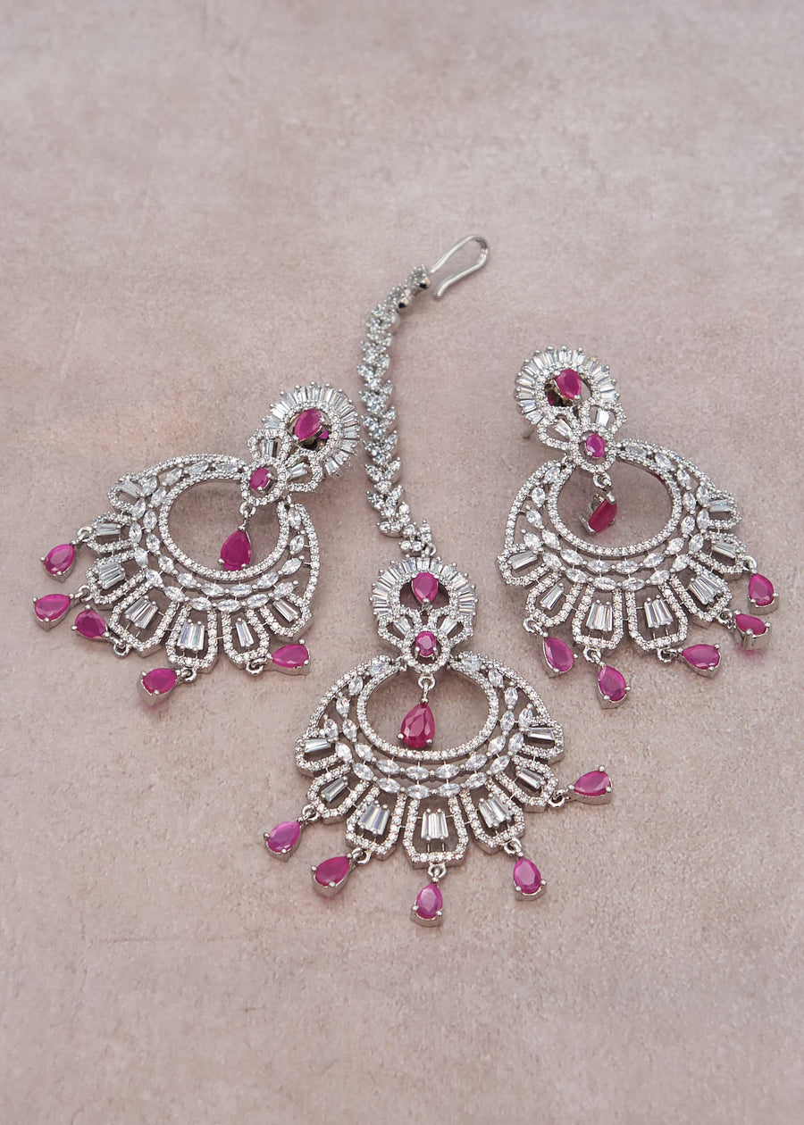 Ruby Maya CZ Maang Tikka Set