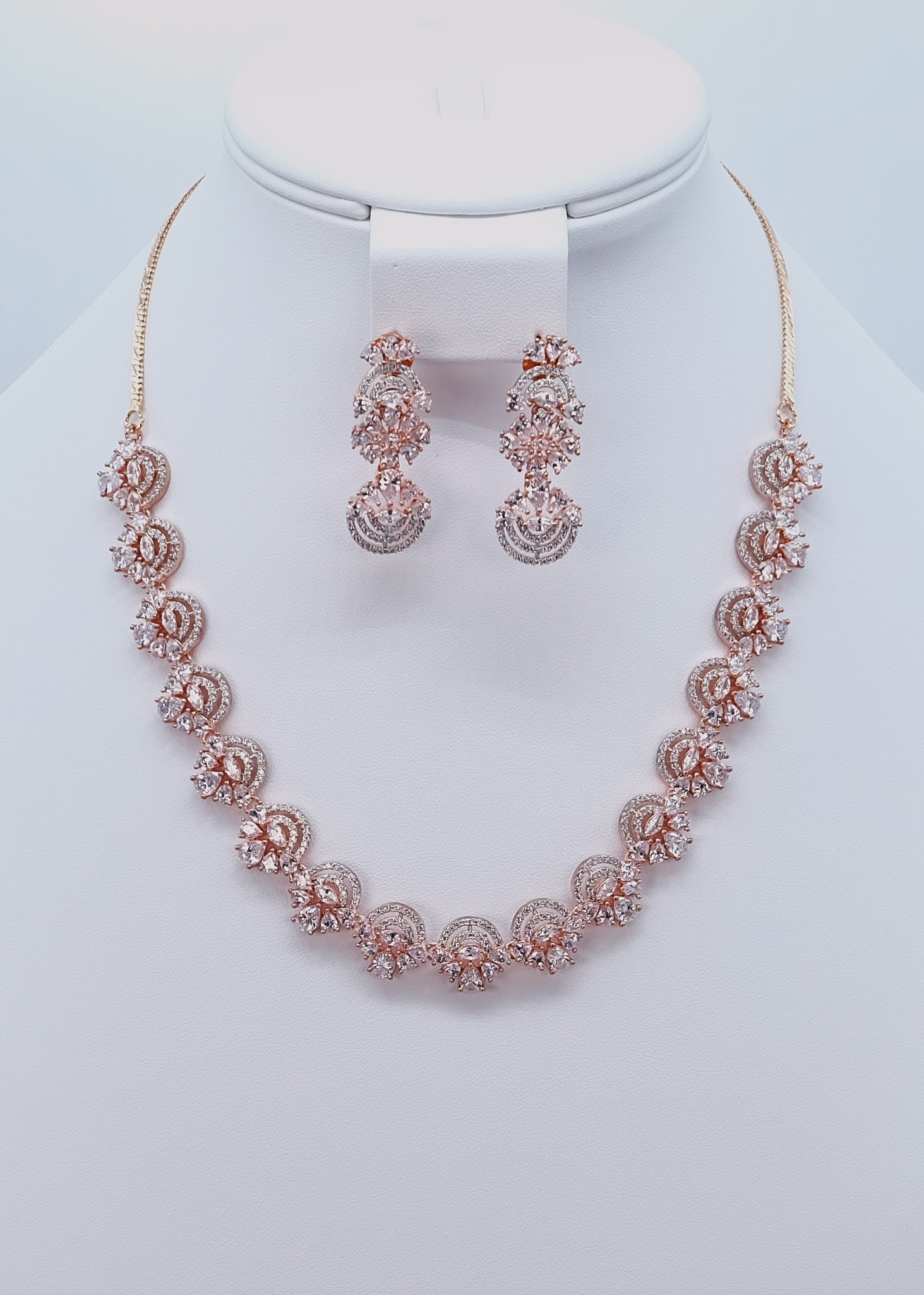 Rose Gold Cubic Zirconia Necklace Set