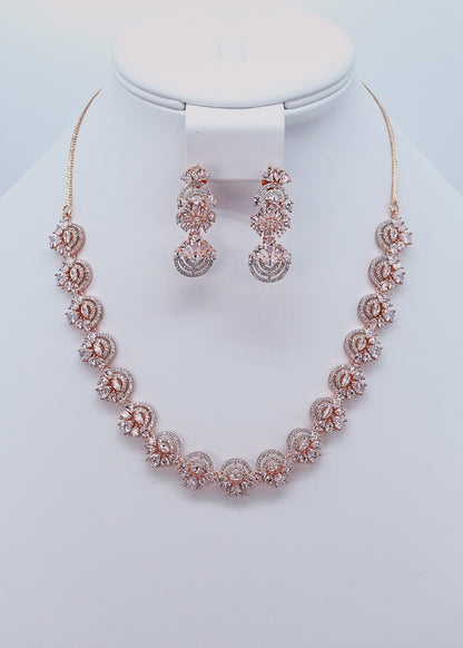 Rose Gold Cubic Zirconia Necklace Set