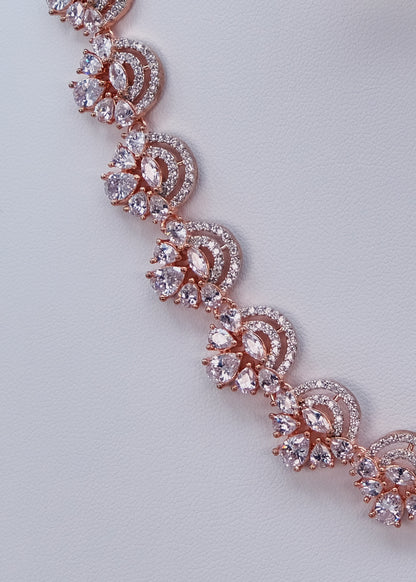 Rose Gold Cubic Zirconia Necklace Set