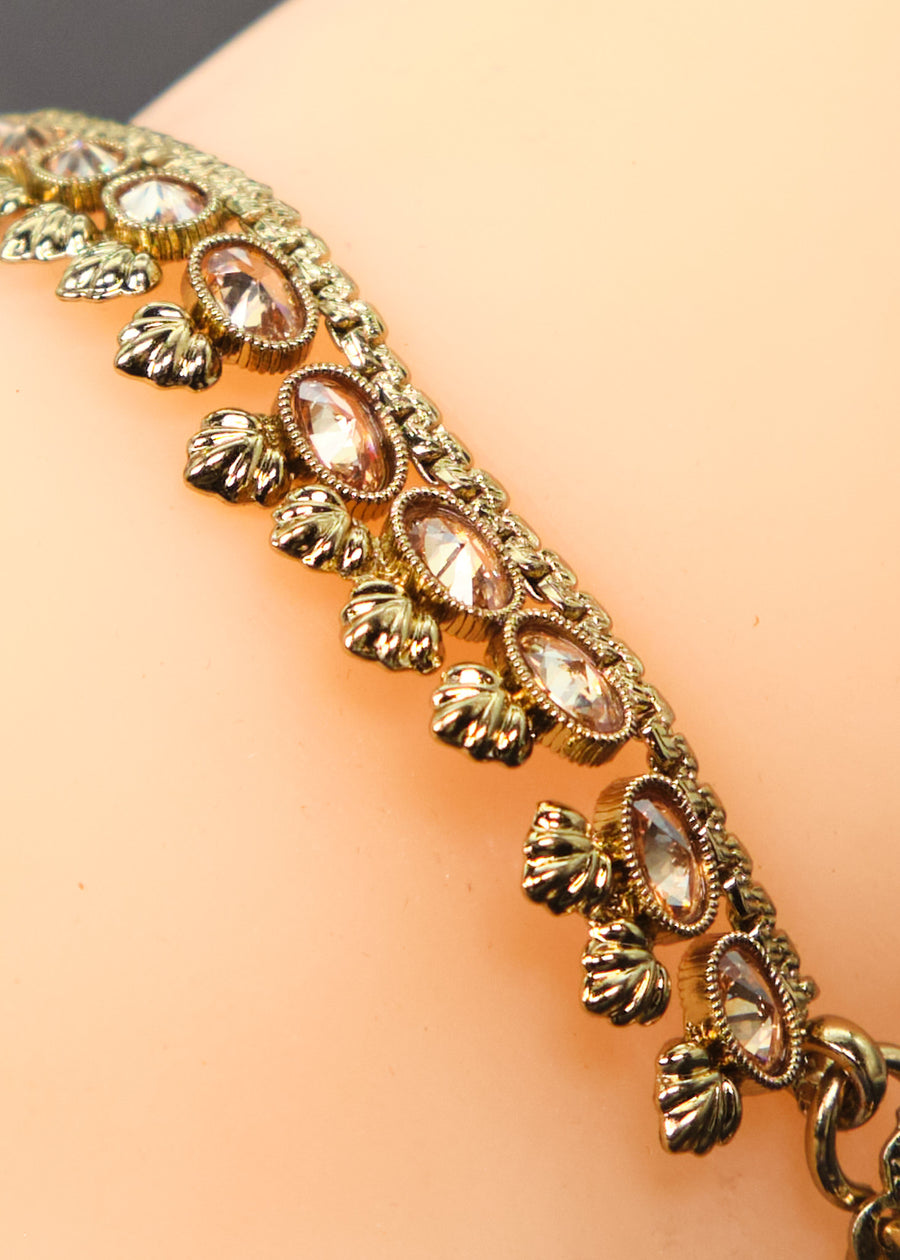 Antique Dull Gold Polki Anklet Set