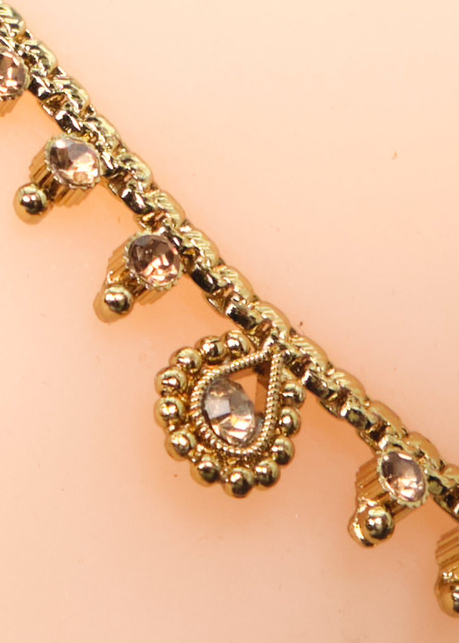Delicate Antique Dull Gold Polki Anklet Set