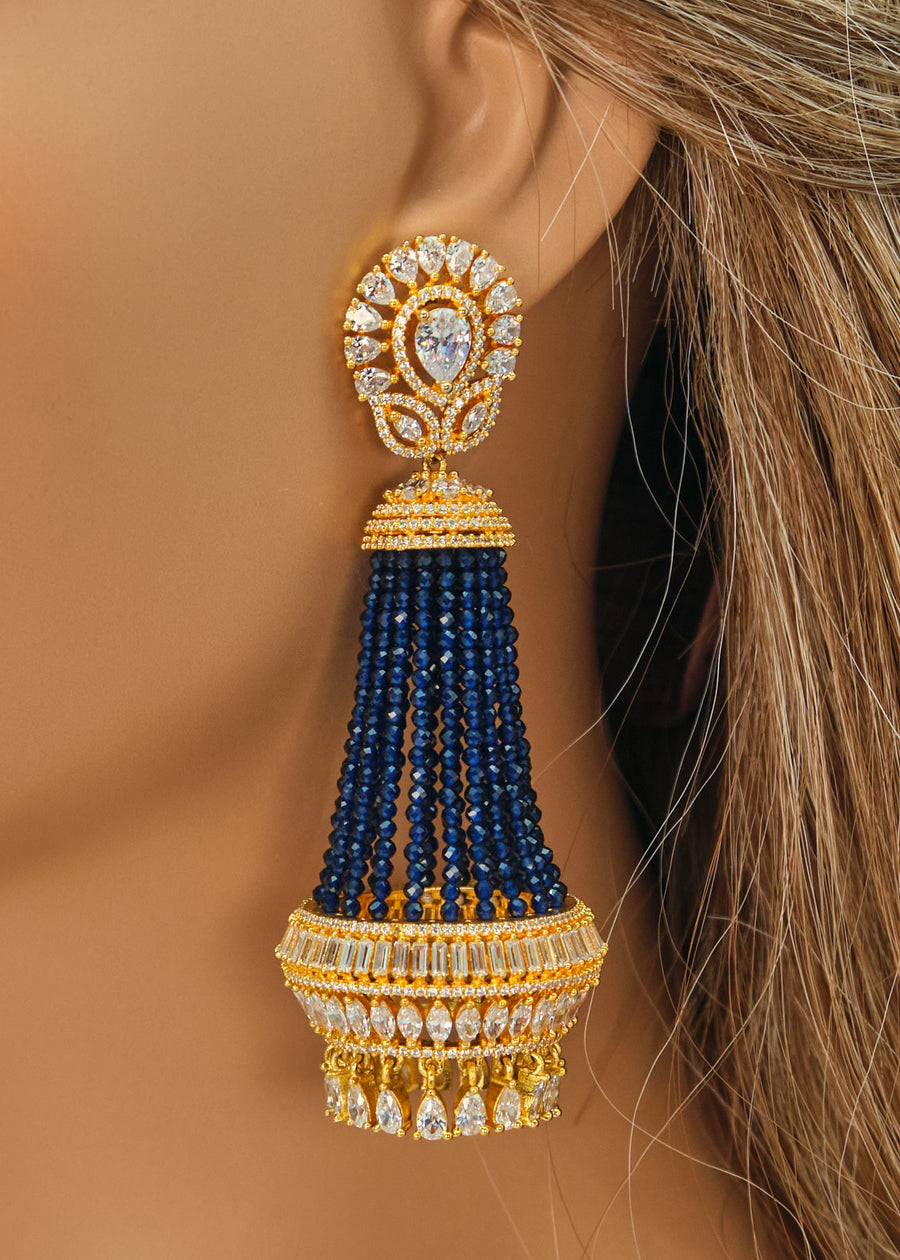 Afreen Statement CZ Chandelier Long Earrings