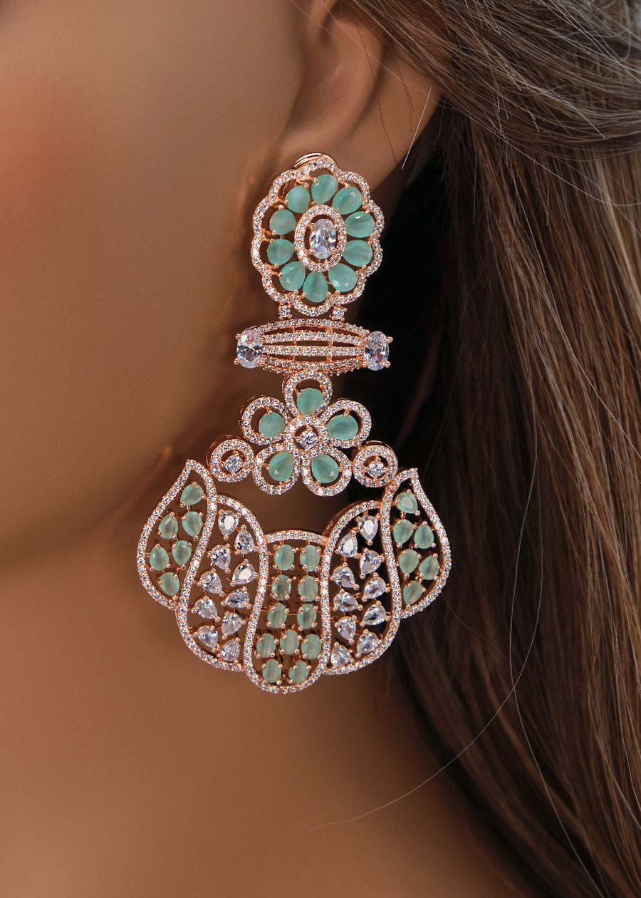 Statement Floral Monalisa CZ Earrings