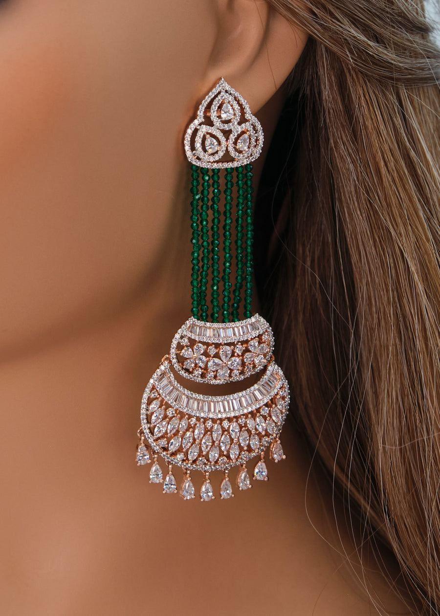 Emarald Nayab Statement CZ Chandelier Long Earrings