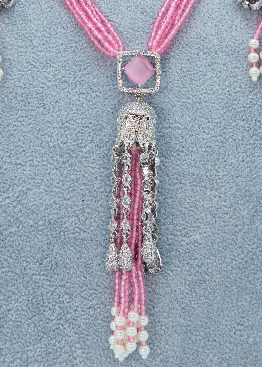 Indo Western Style CZ Pendant Necklace Set