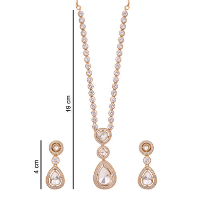 Gold Moissanite Polki Necklace with Earrings