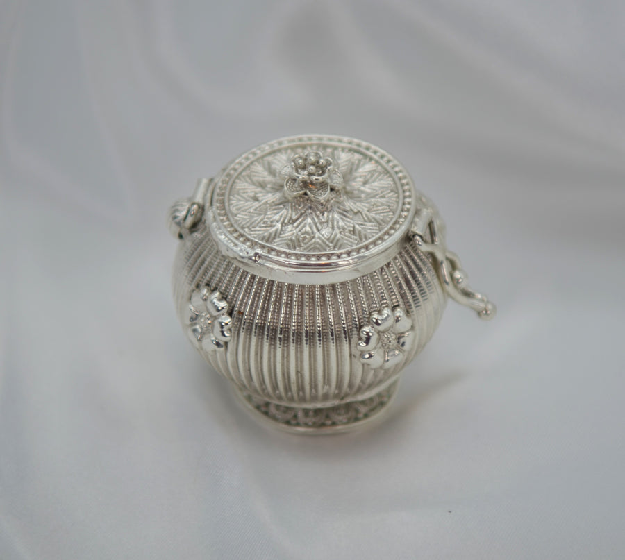 Silver Floral Design Sindoor Box