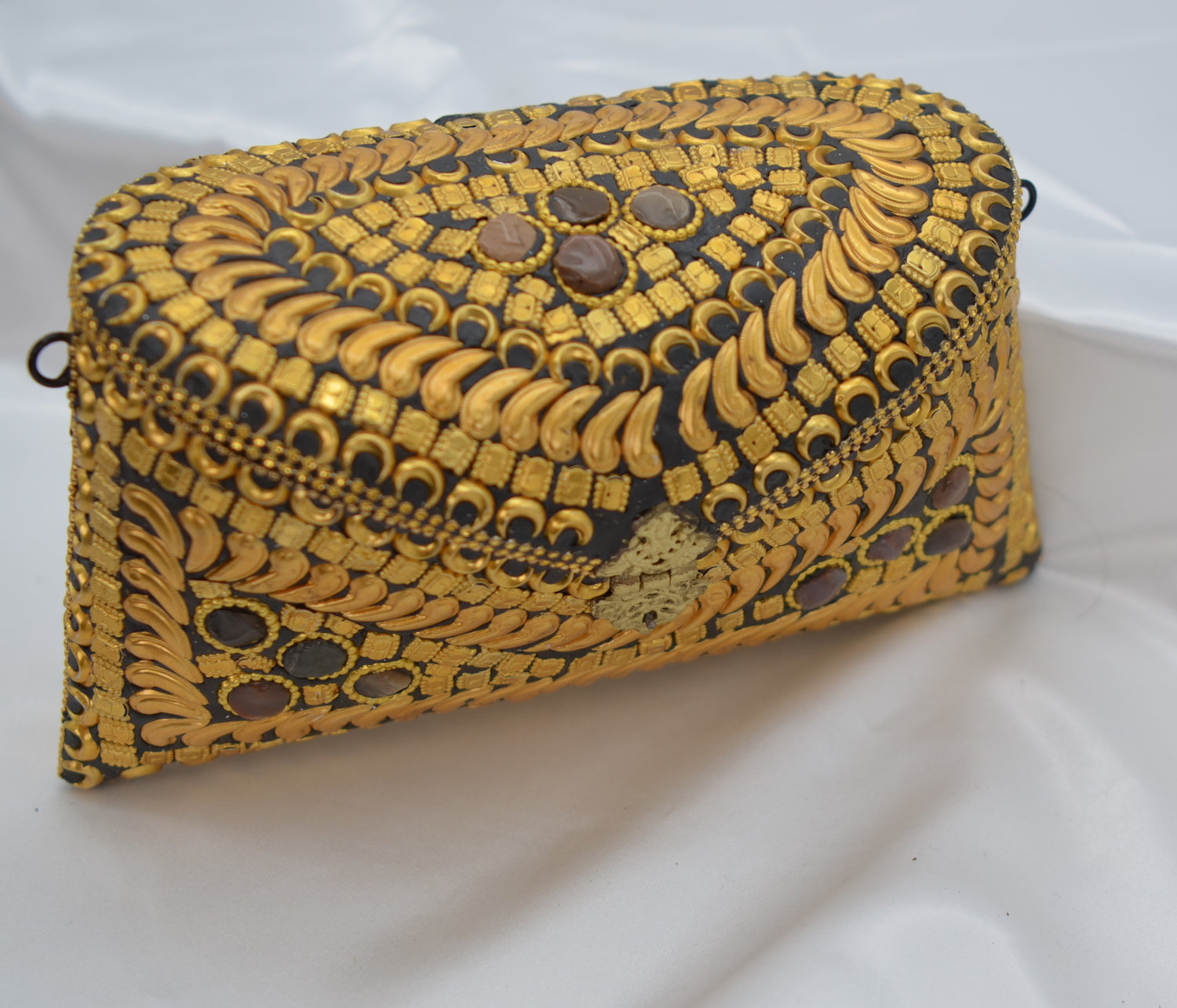 Gold &amp; Black Metal Mosaic Embellished Clutch