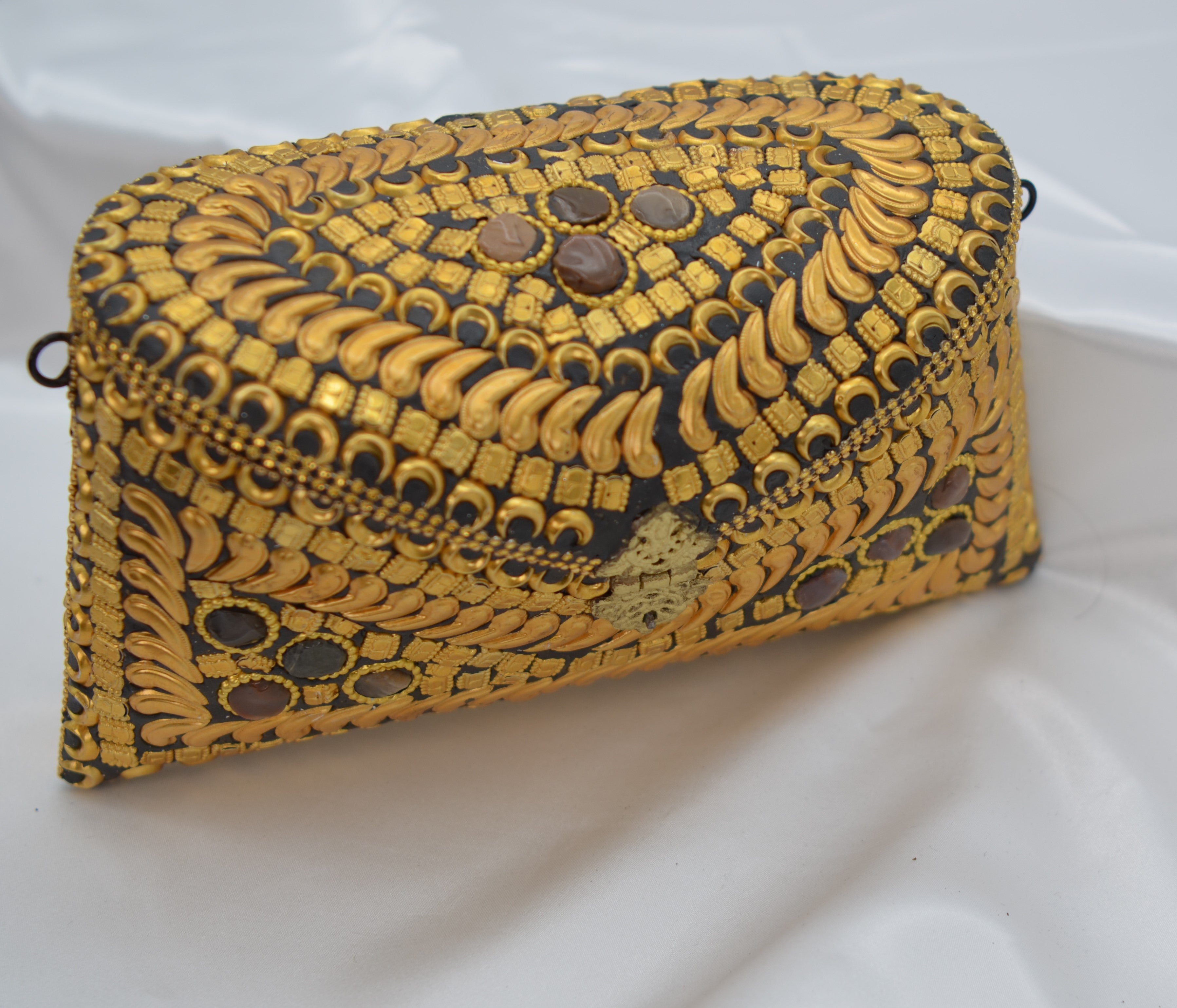 Gold &amp; Black Metal Mosaic Embellished Clutch