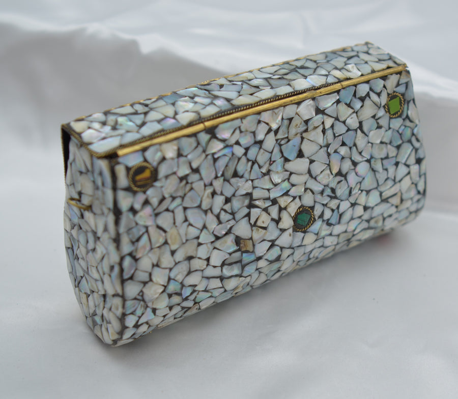 Classic Mosaic Clutch - White Multi