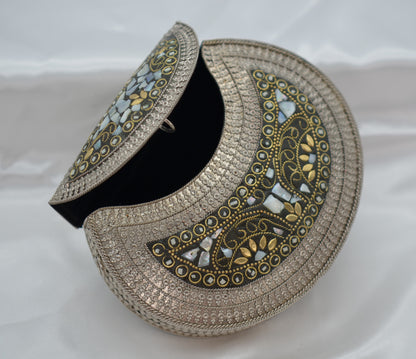 Mosaic Clutch - Black With German Silver