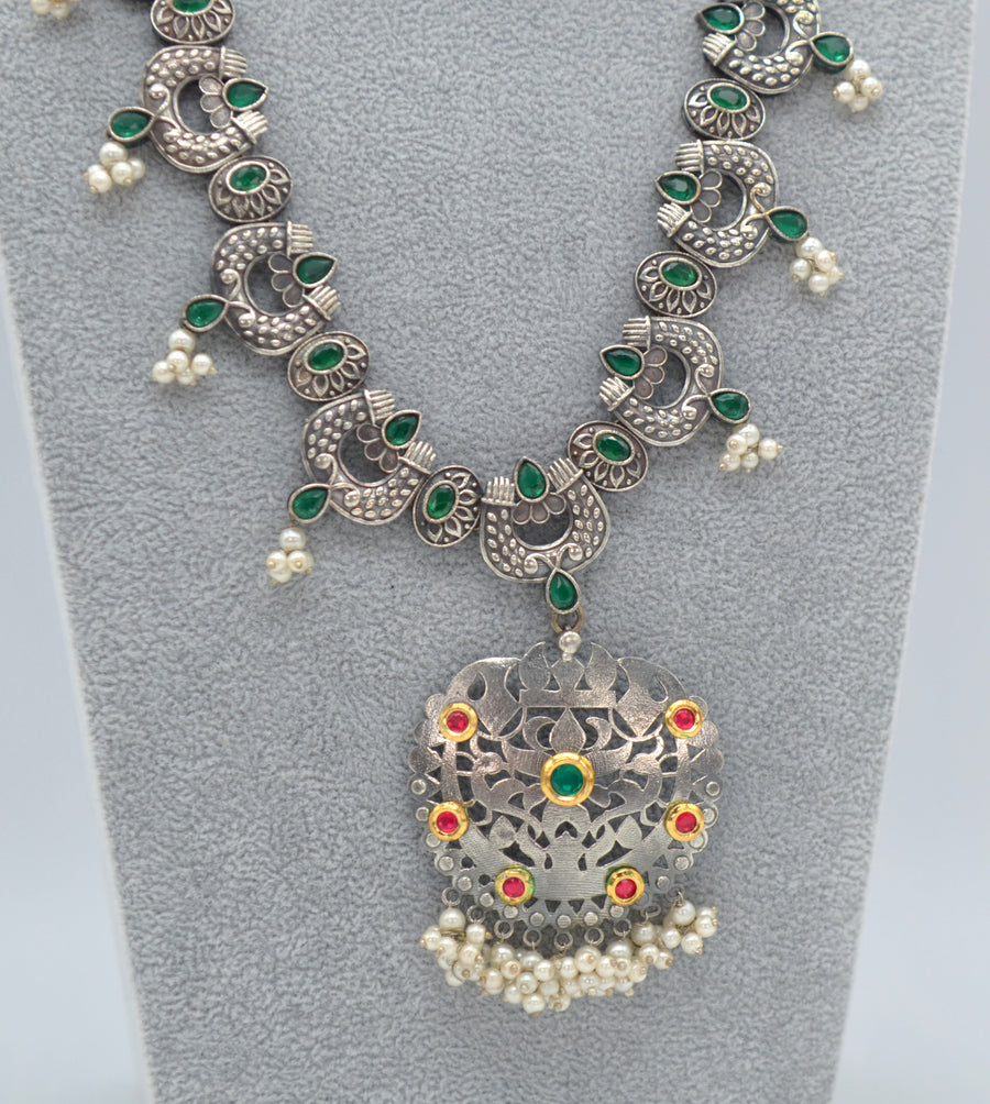 German Silver Kemp Stone Afghani Necklace set