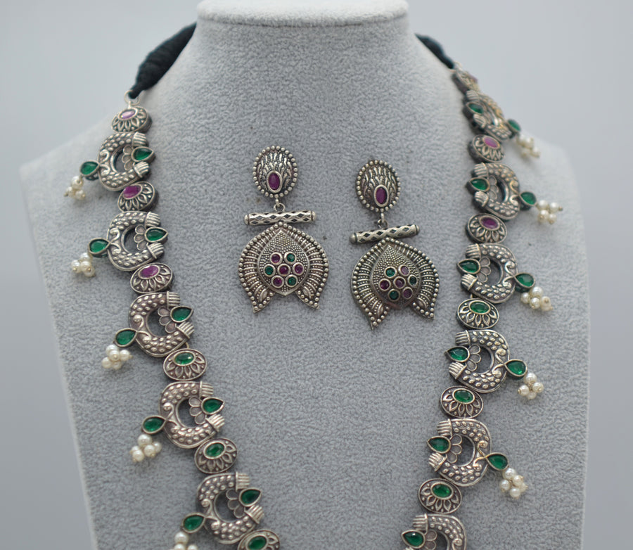 German Silver Kemp Stone Afghani Necklace set