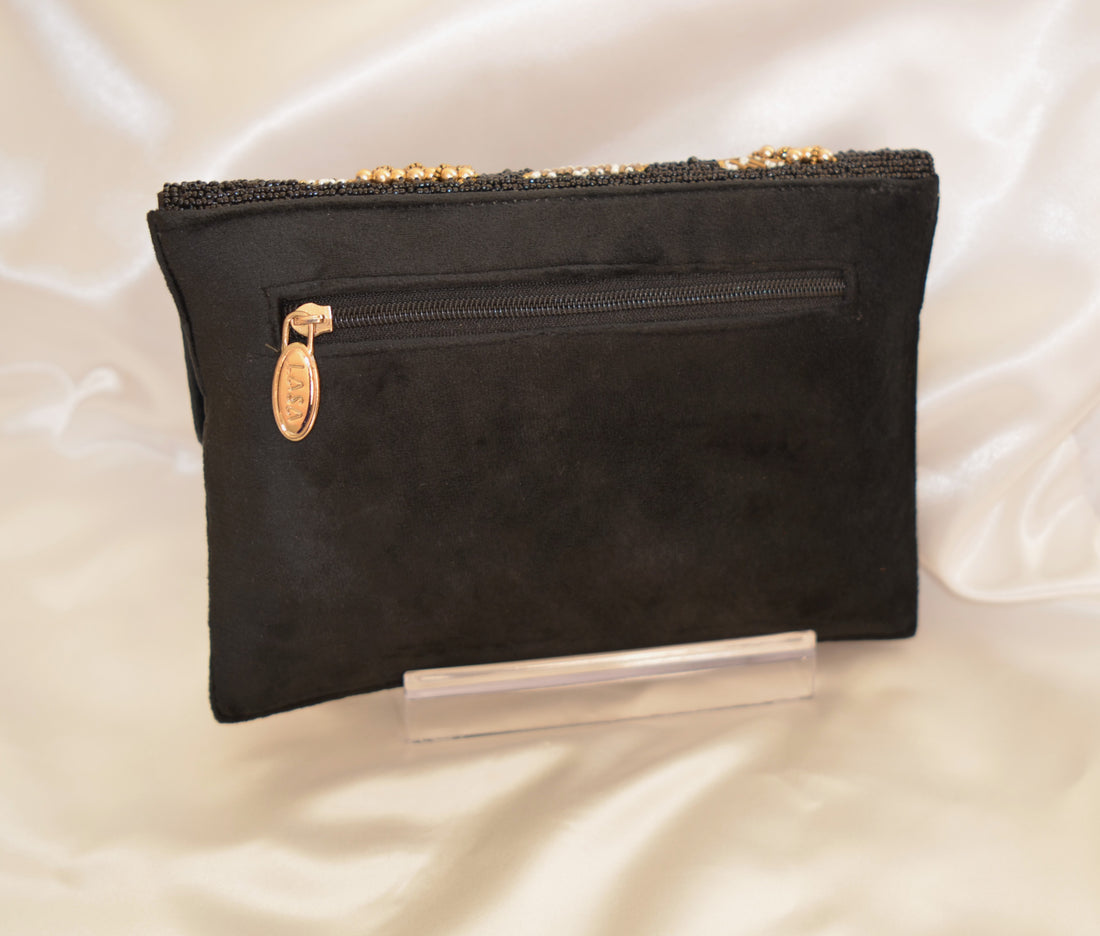 Lasa Beaded Envelope Clutch - Black