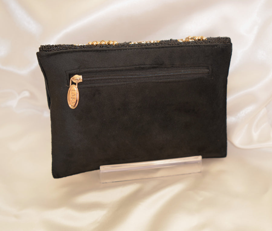 Lasa Beaded Envelope Clutch (Black)