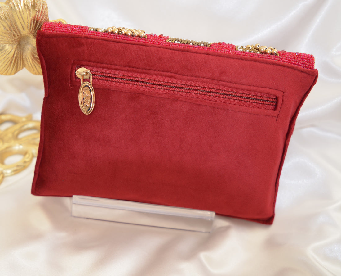 Lasa Beaded Envelope Clutch (Red)