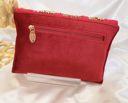 Lasa Beaded Envelope Clutch (Red)
