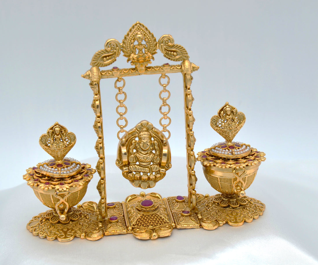 Traditional Dual Swing Lakshmi Sindoor Box