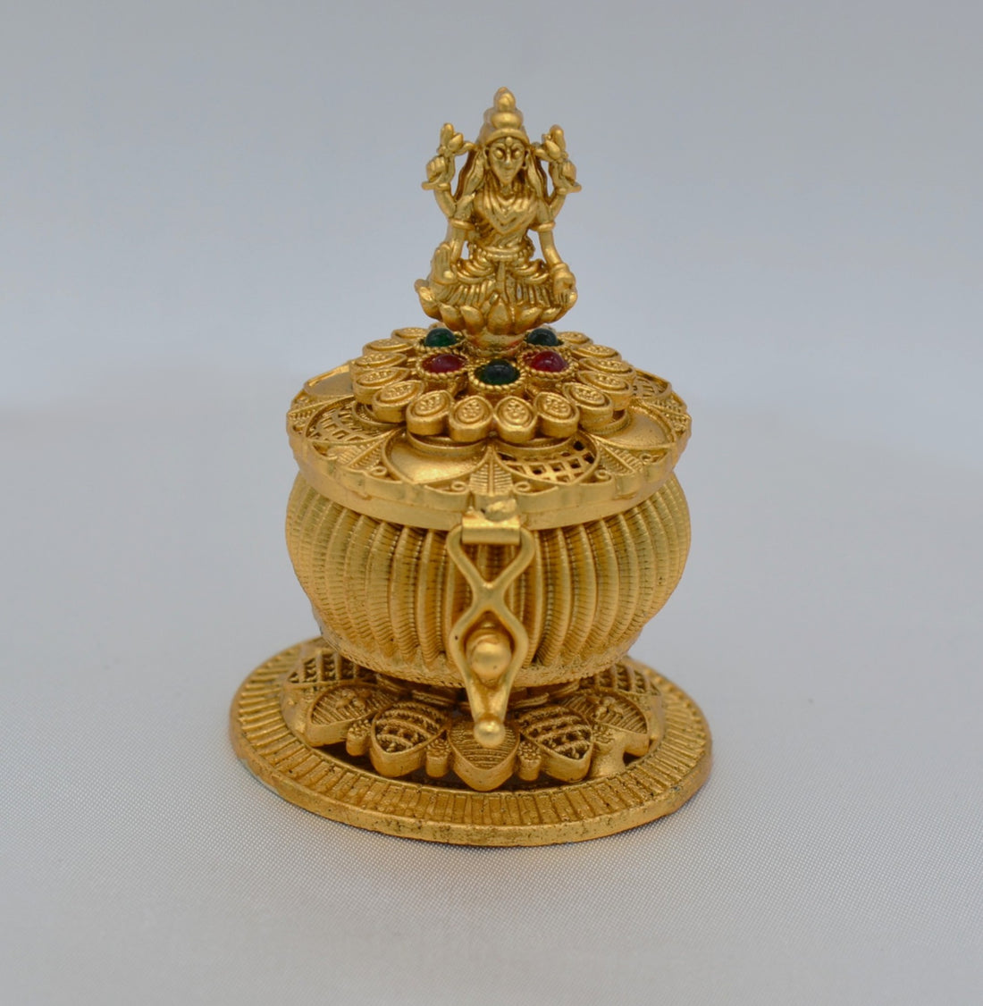 Goddess Lakshmi With Kemp Stone Sindoor Box