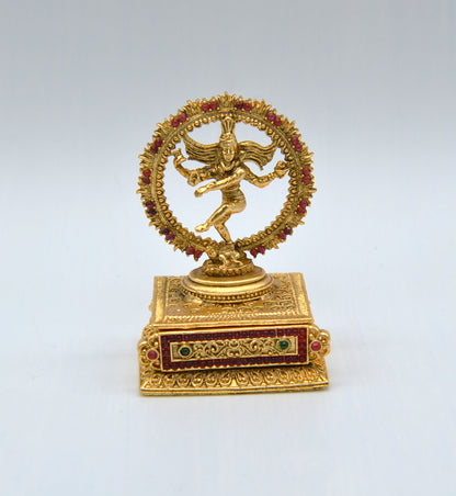 Antique Gold Tone Nataraja Sindoor Box