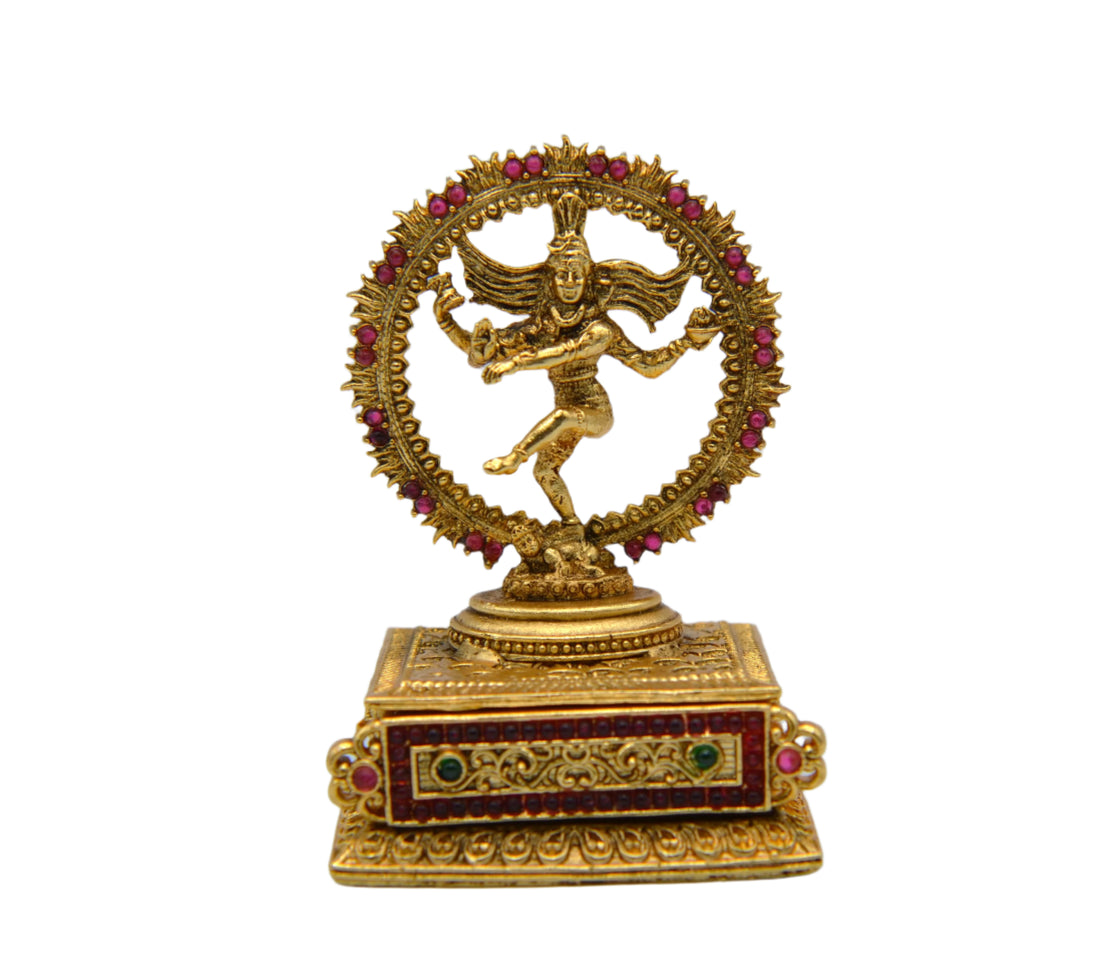 Antique Gold Tone Nataraja Sindoor Box
