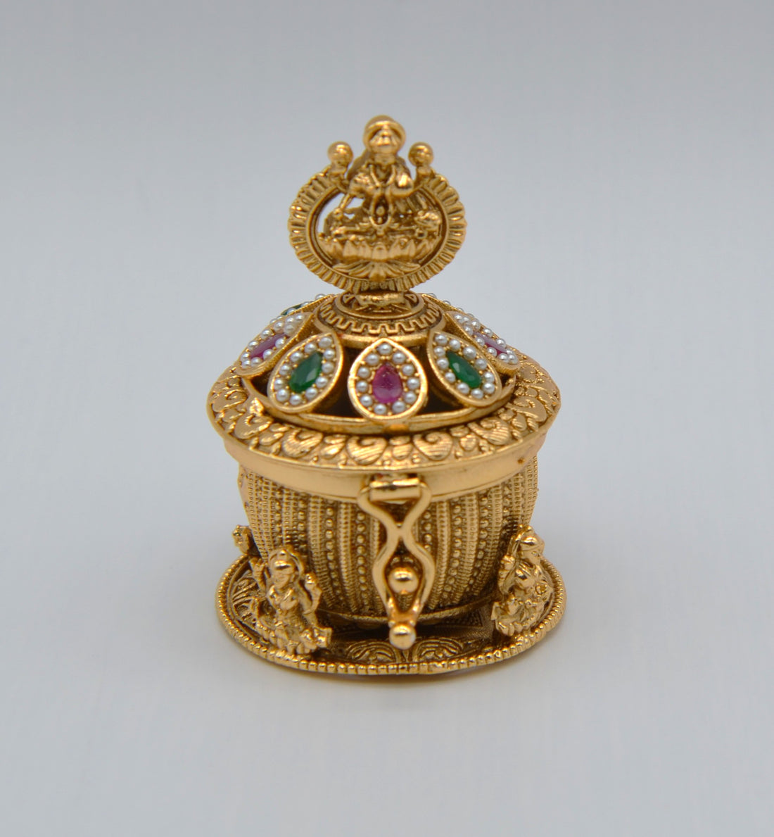 Antique Gold Kemp Dome Lakshmi Sindoor Box