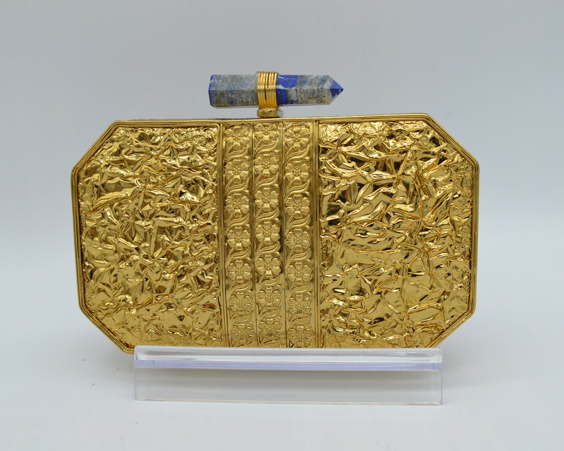 Mother Of Pearl Centre Stone Embellished Clutch