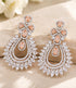 Silver CZ Monalisa Stone Dangler Long Earrings – handcrafted American Diamond Indian earrings by Sparkling Trendz