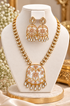 Apala Polish Pink Moissanite Polki Kundan Necklace Set – handcrafted Polki Indian necklace set by Sparkling Trendz