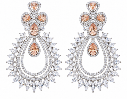 Silver CZ Monalisa Stone Dangler Long Earrings – earrings by Sparkling Trendz, view 2